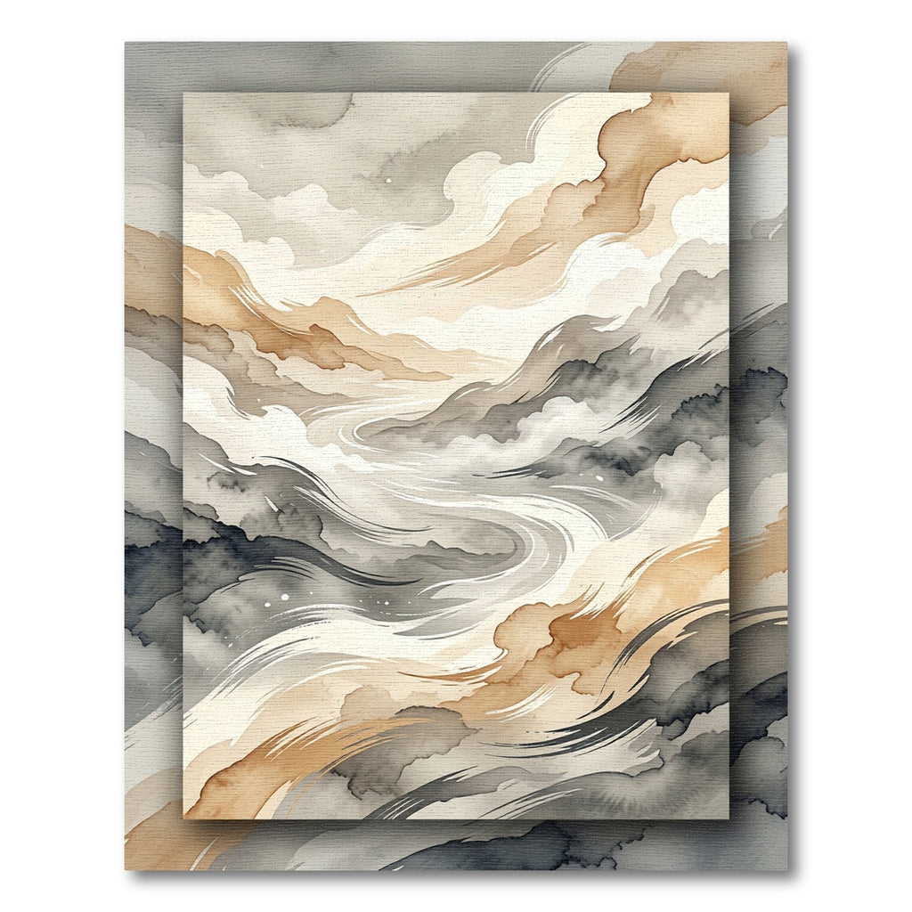 Ethereal Watercolor Swirls Mountain Mist Rug