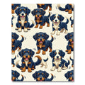 Cute Black and Tan Puppy Faces Rug