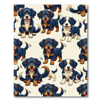 Cute Black and Tan Puppy Faces Rug