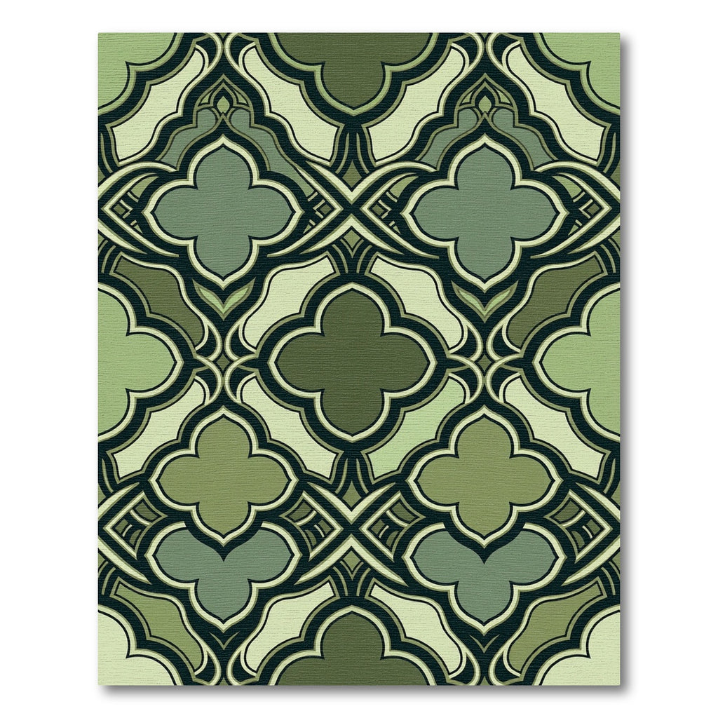 Sage Green Quatrefoil Geometric Art Rug