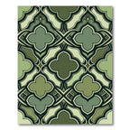 Sage Green Quatrefoil Geometric Art Rug