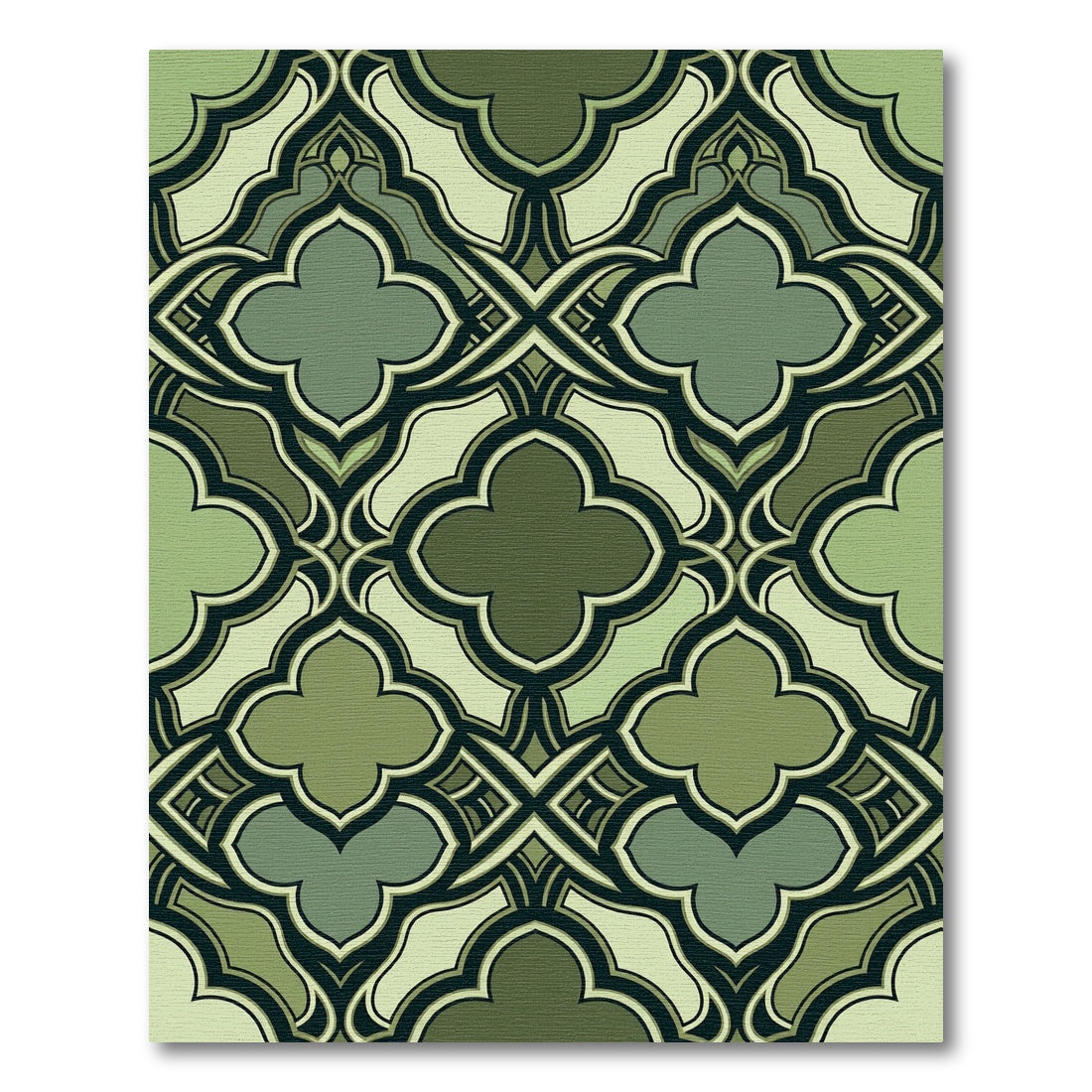 Sage Green Quatrefoil Geometric Art Rug