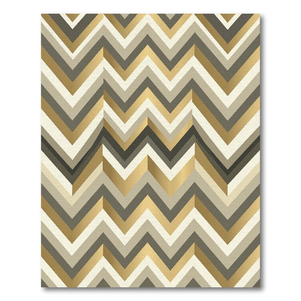 Gold and Bronze Chevron Geometric Art Rug