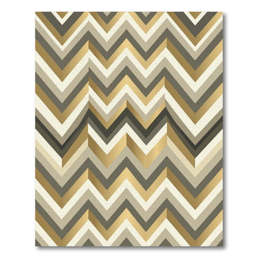 Gold and Bronze Chevron Geometric Art Rug