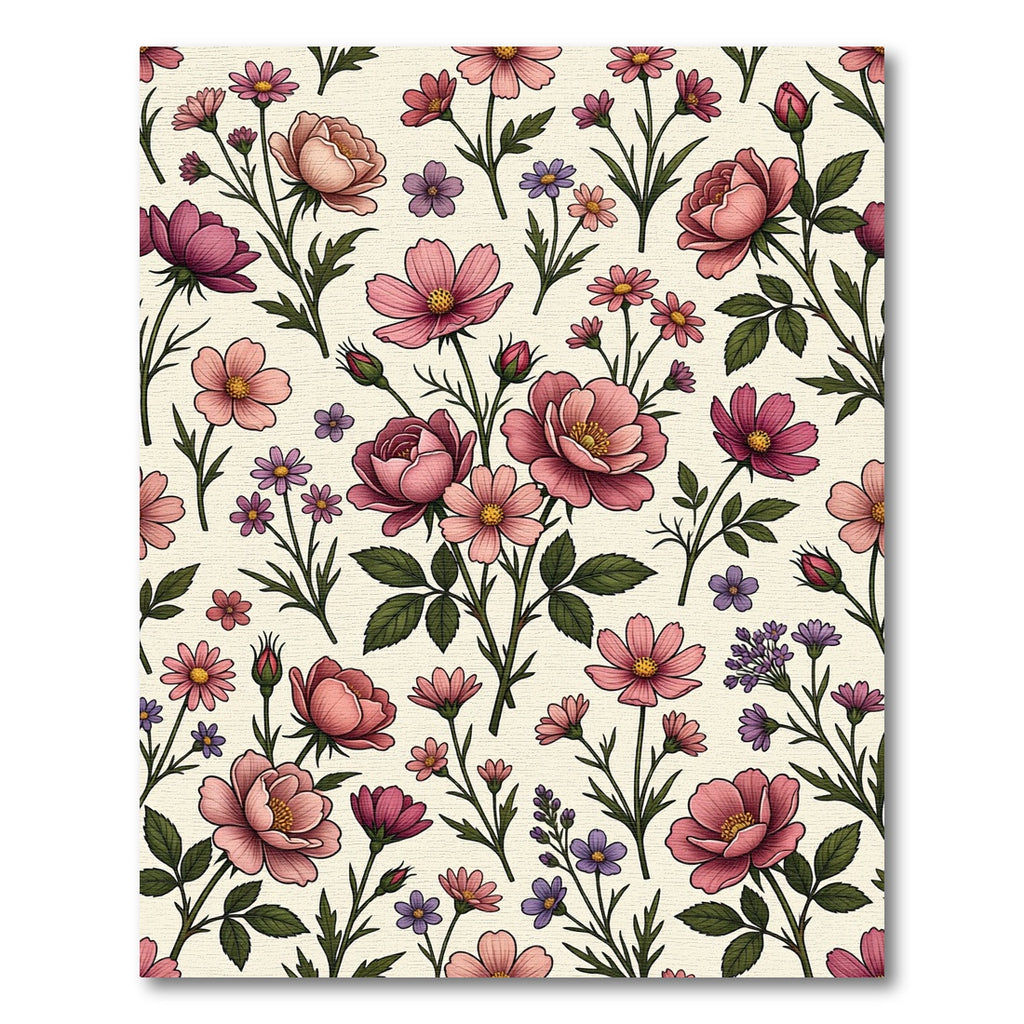 Soft Pink Botanical Garden Meadow Rug