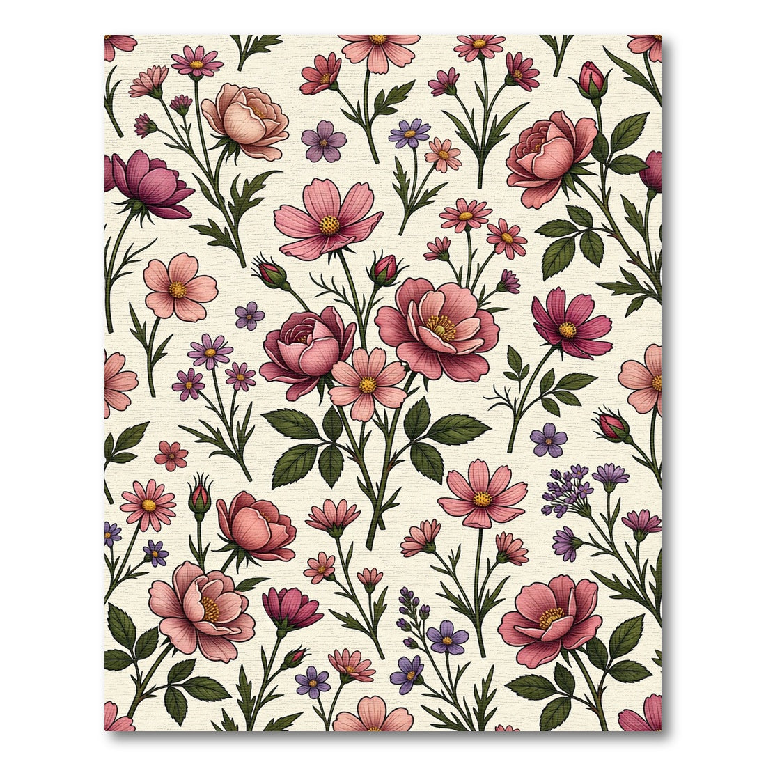 Soft Pink Botanical Garden Meadow Rug