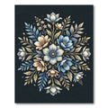 Blue and Cream Botanical Floral Medallion Rug