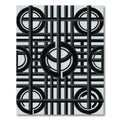 Geometric Black Circle Grid Rug