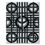 Geometric Black Circle Grid Rug