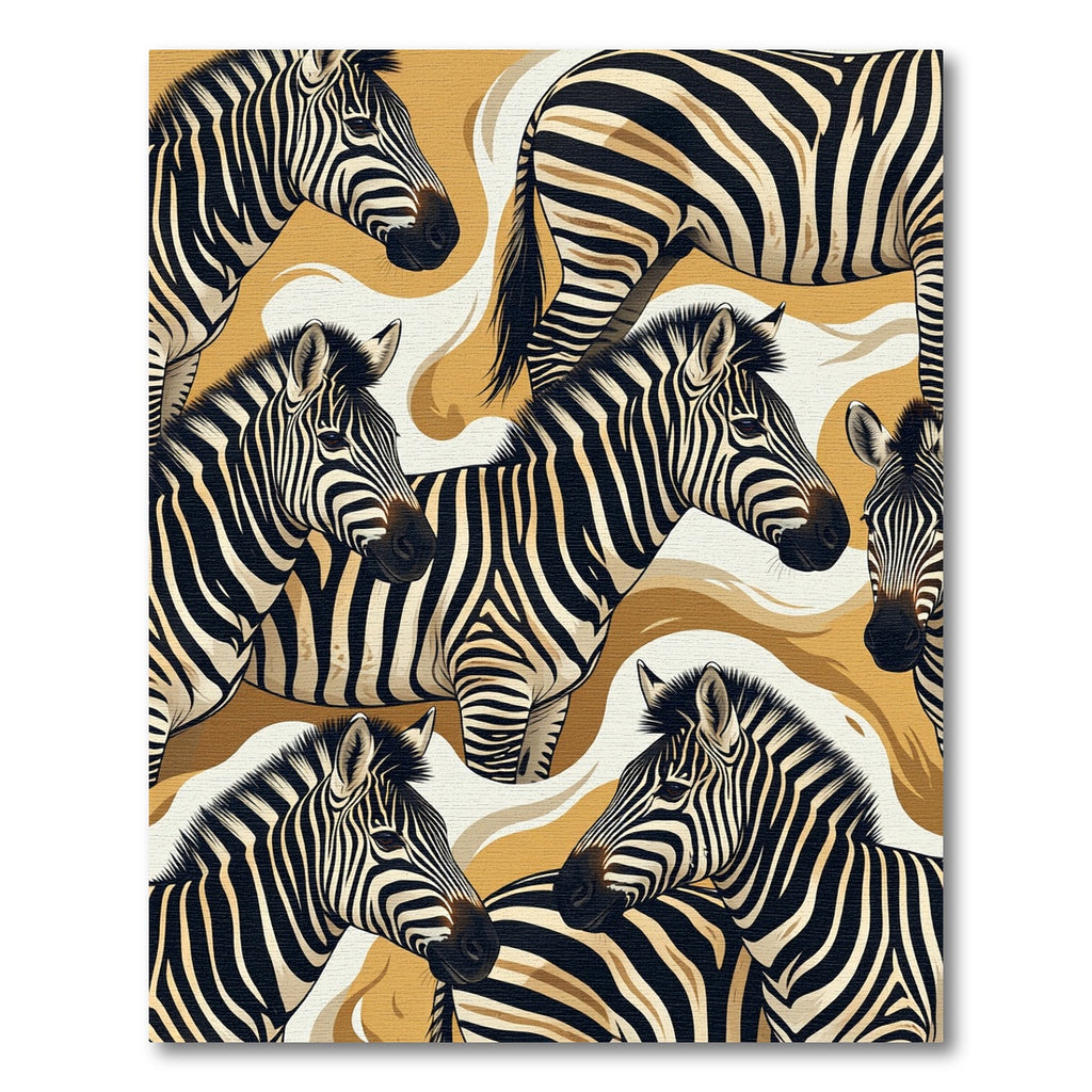Golden Abstract Zebra Stripe Composition Rug