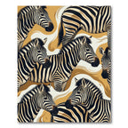 Golden Abstract Zebra Stripe Composition Rug