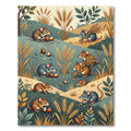 Whimsical Harvest Mice Wheat Meadow Rug