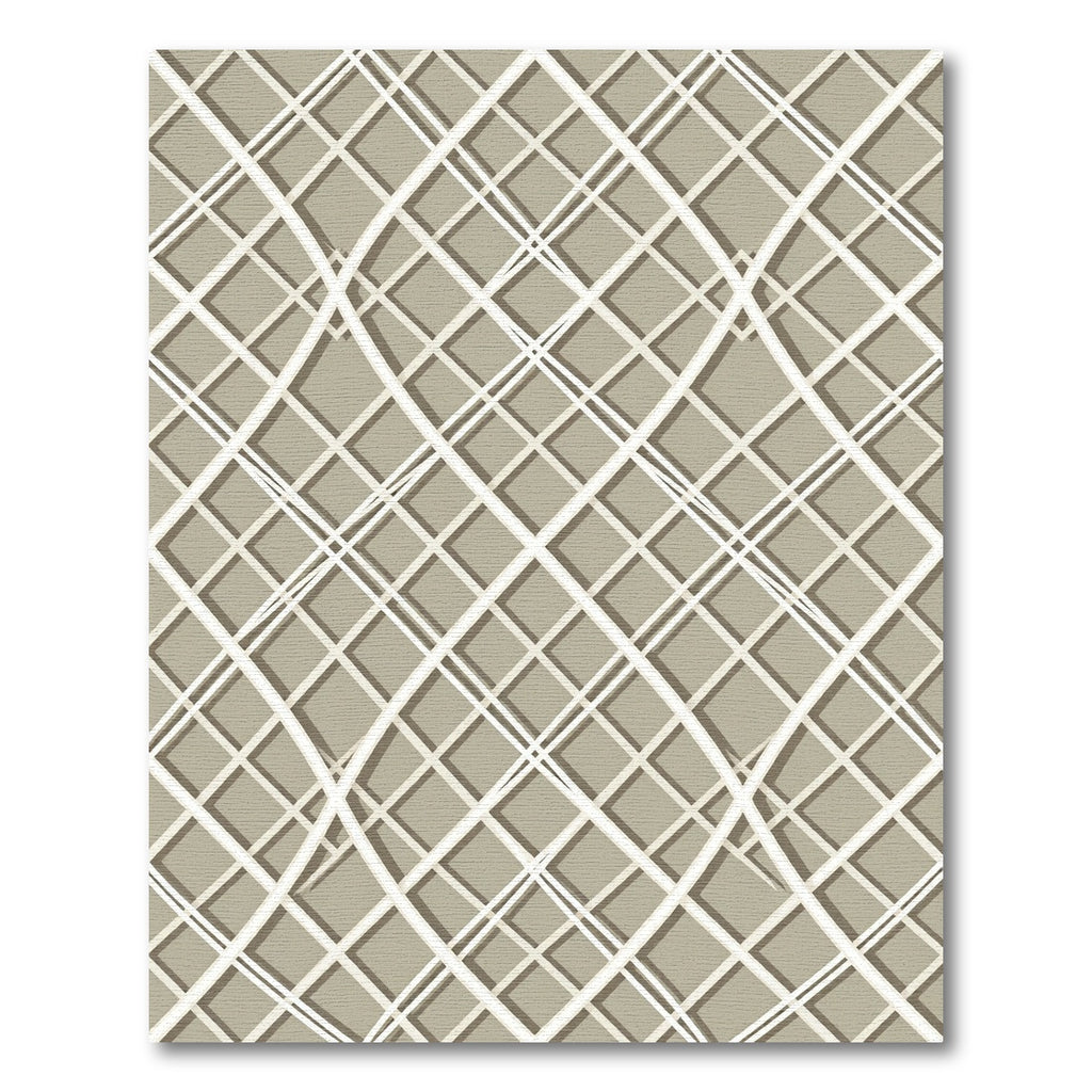 Contemporary Beige Intersecting Curved Grid Rug