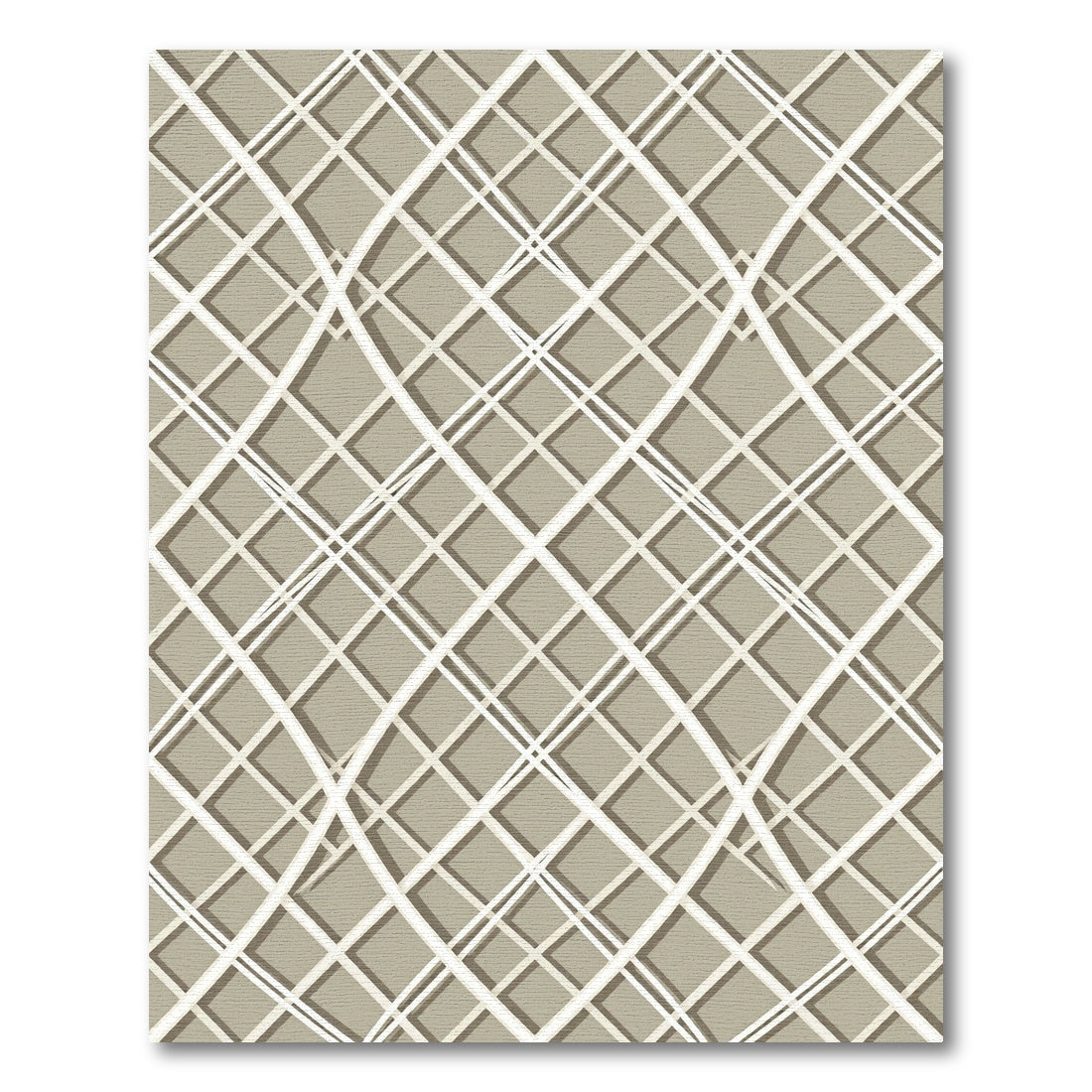 Contemporary Beige Intersecting Curved Grid Rug