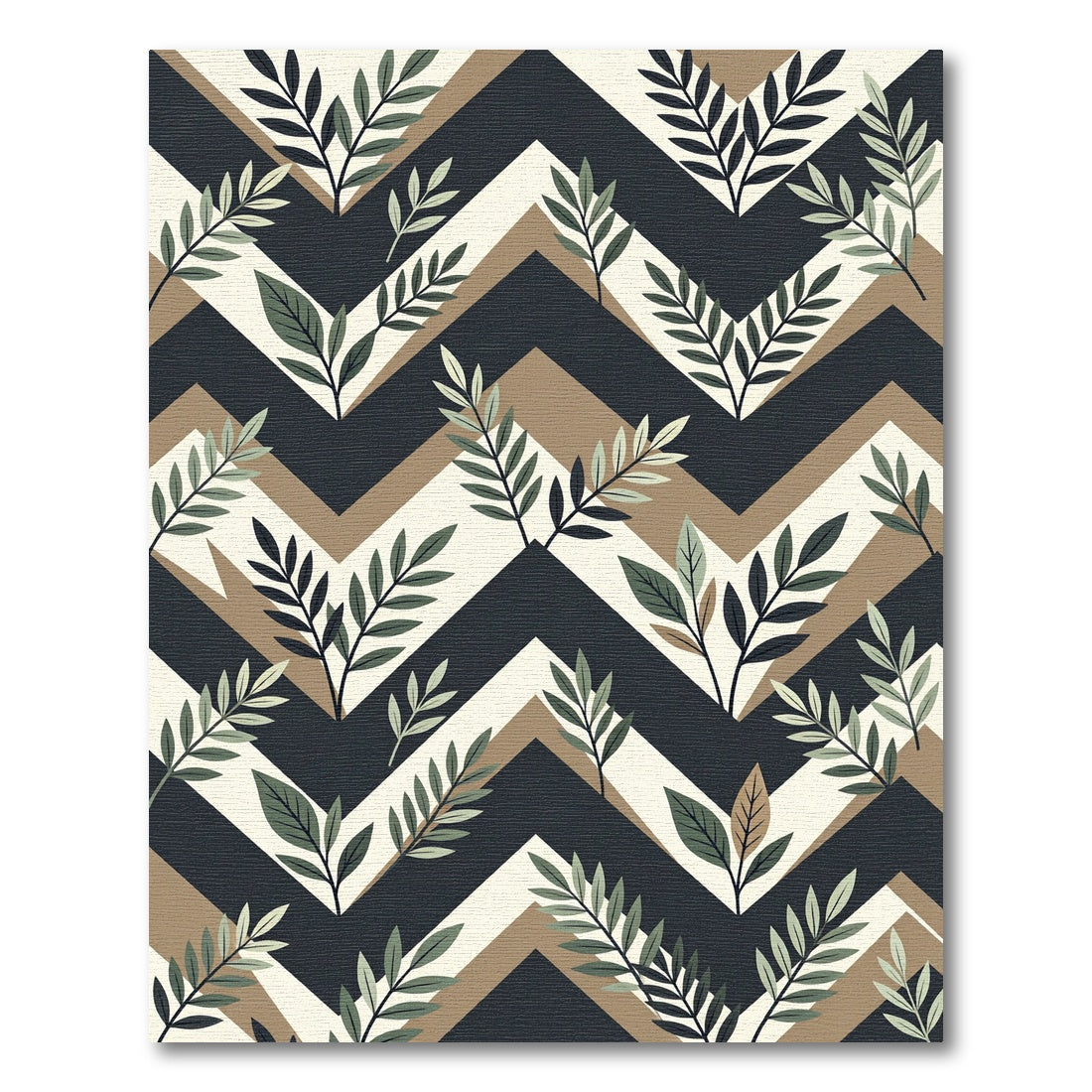 Modern Chevron Foliage Earthy Tones Rug