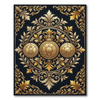 Regal Gold Baroque Crown Medallion Rug