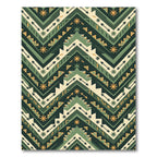 Green Earthy Geometric Chevron Rug