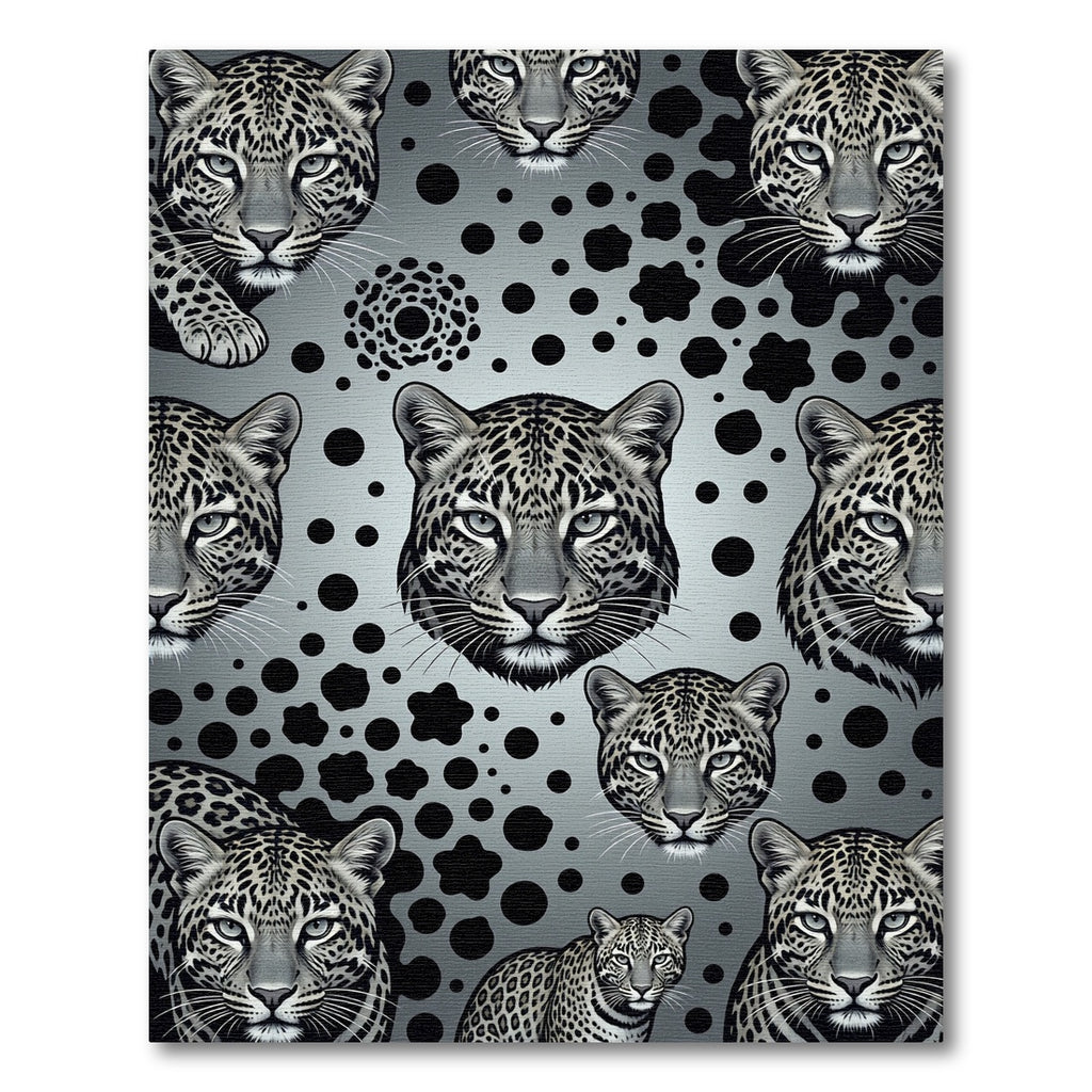 Gray Leopard Face Collage Rug