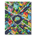 Vibrant Isometric Neighborhood Townscape Illustration Rug