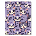 Cute Purple Cat Cup Faces Rug