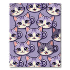 Cute Purple Cat Cup Faces Rug