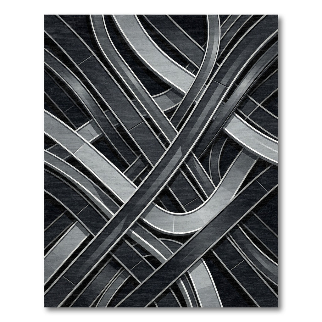 Monochrome Intersecting Highway Overpass Rug