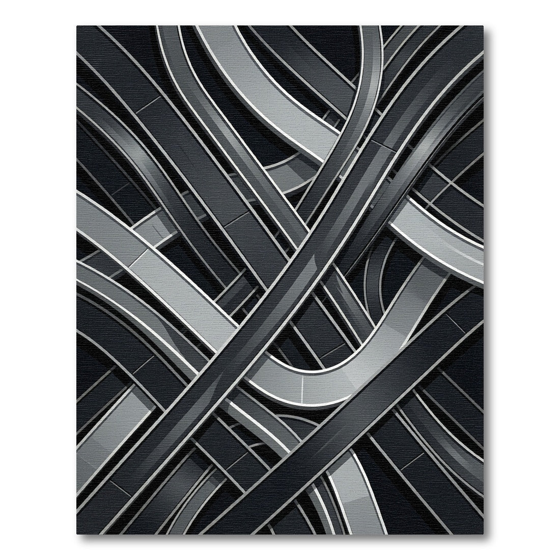 Monochrome Intersecting Highway Overpass Rug