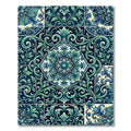 Deep Teal Floral Medallion Tile Rug
