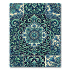 Deep Teal Floral Medallion Tile Rug