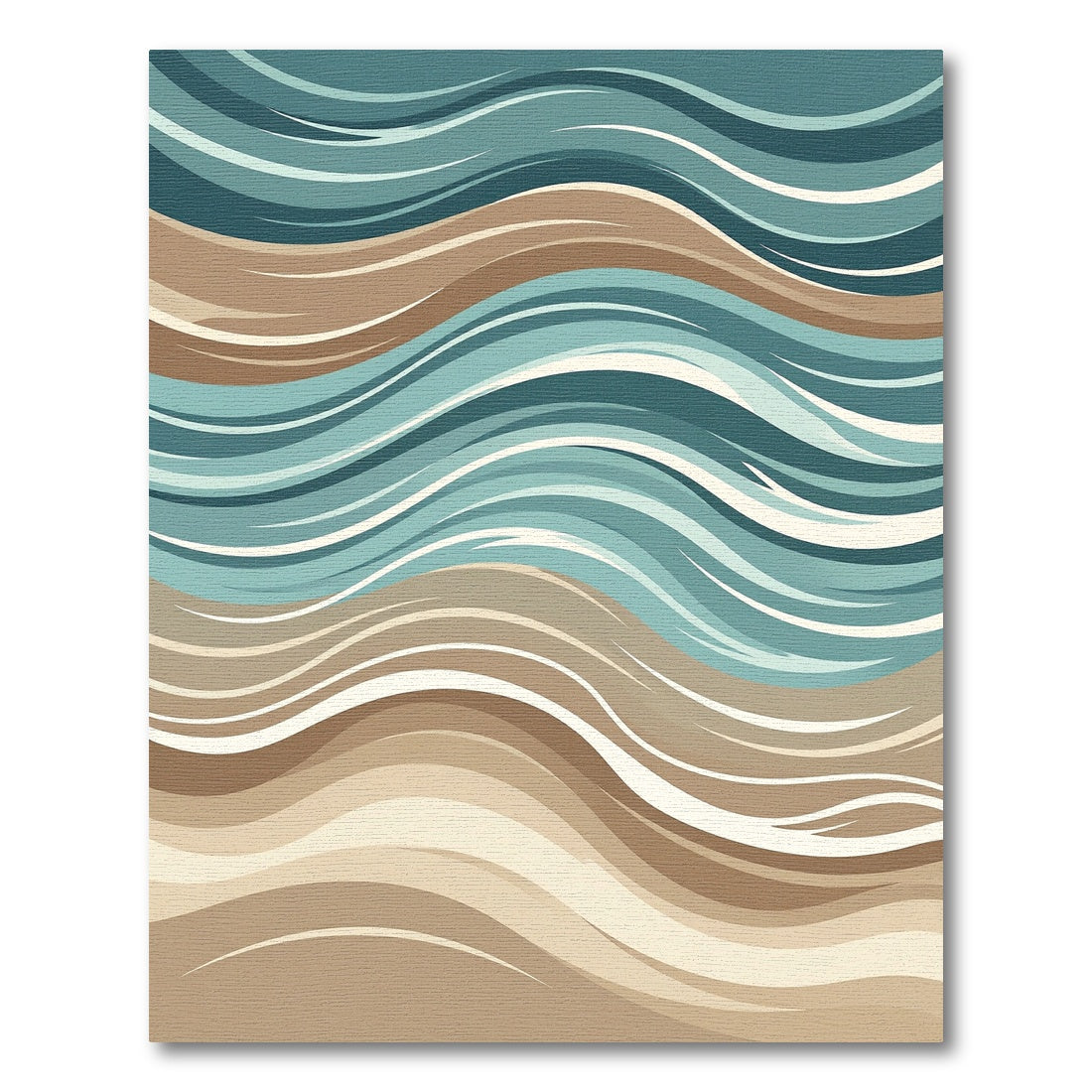 Abstract Wavy Teal and Earth Tone Rug
