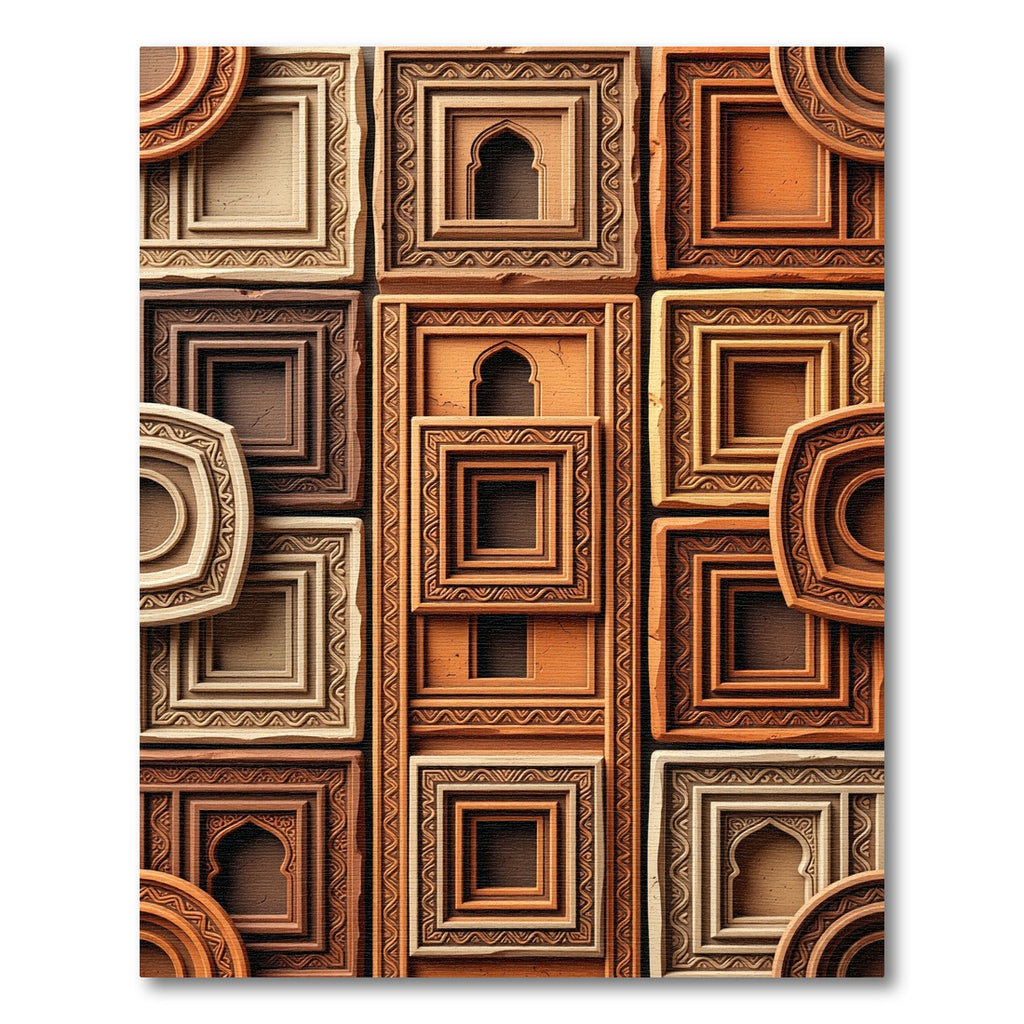 Terracotta Arched Shadow Geometric Tile Rug