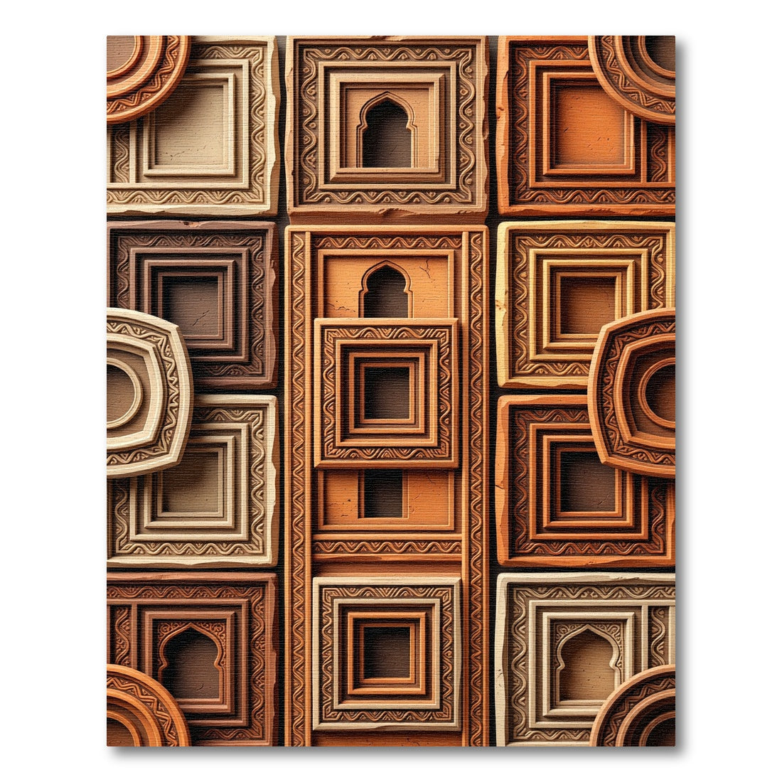 Terracotta Arched Shadow Geometric Tile Rug