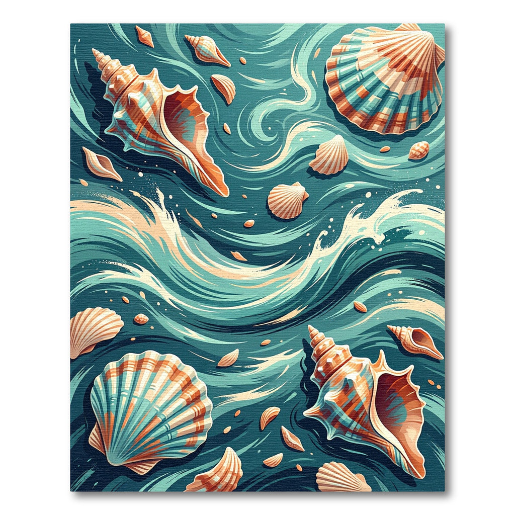 Coastal Seashell Swirl Teal Ocean Rug