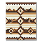Geometric Mountain Landscape Earthy Tone Rug