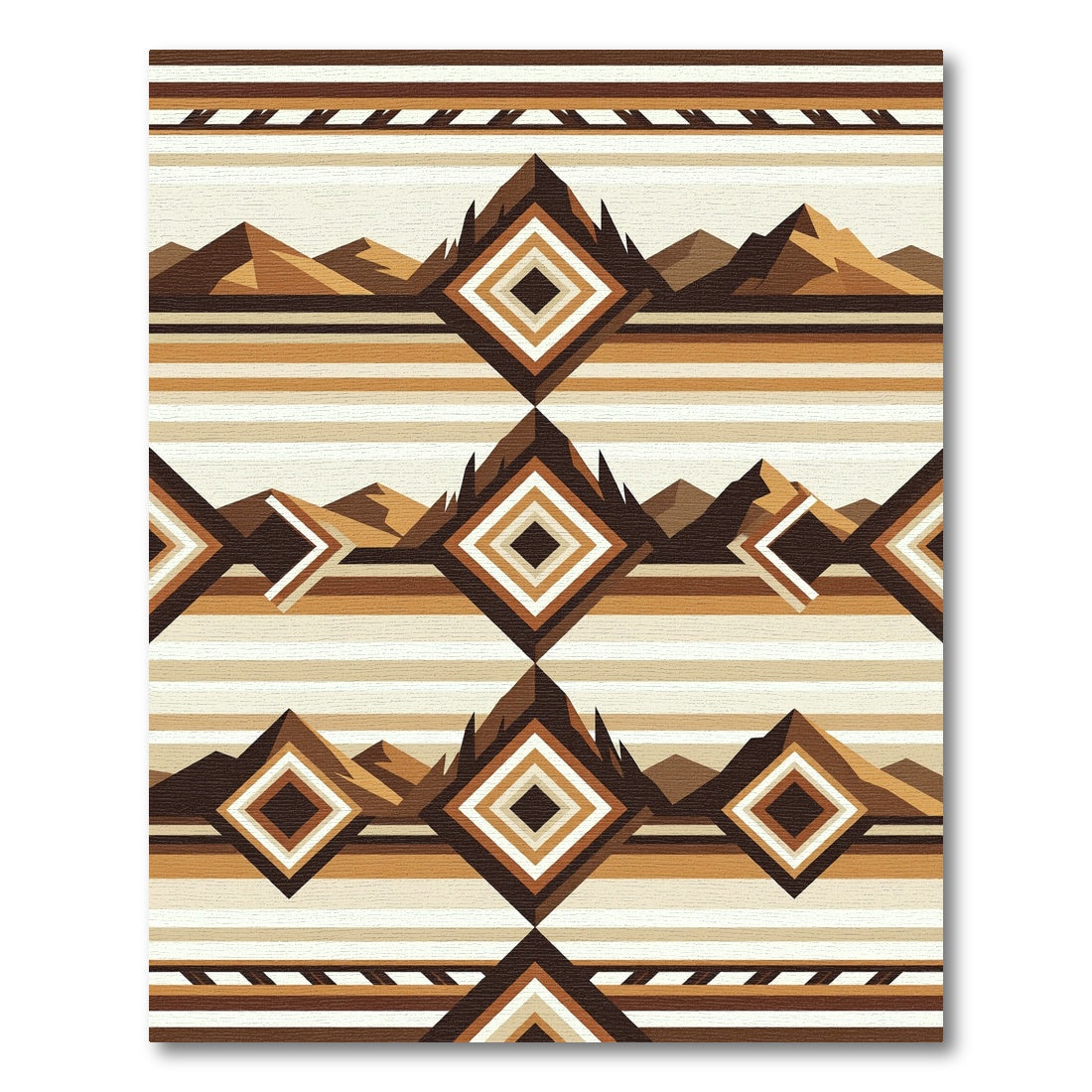 Geometric Mountain Landscape Earthy Tone Rug
