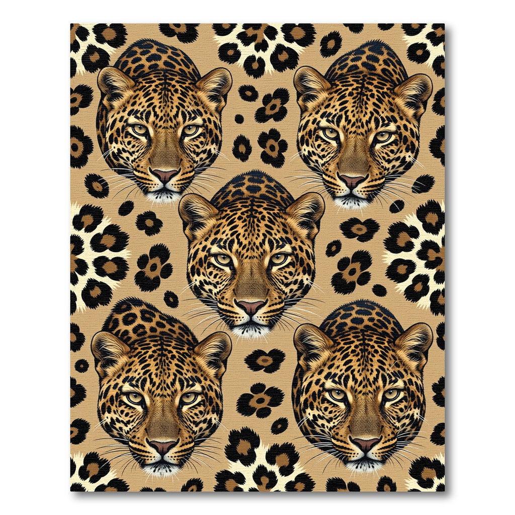 Golden Leopard Head Seamless Animal Hide Rug