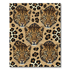 Golden Leopard Head Seamless Animal Hide Rug