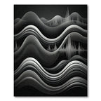 Monochrome Wavy Soundwave Lines Rug