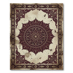 Antique Burgundy Ornate Floral Medallion Rug