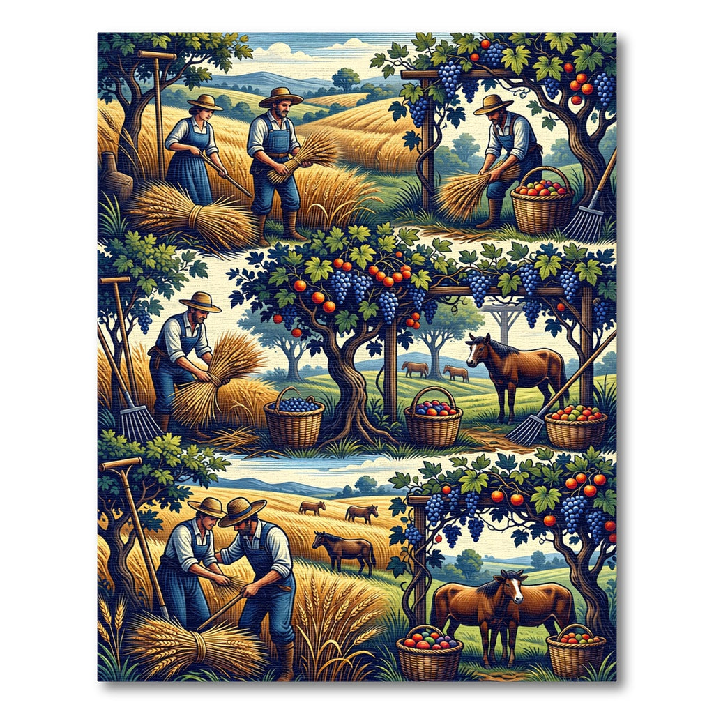 Golden Harvest Farm Scene Rug