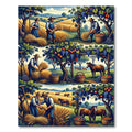 Golden Harvest Farm Scene Rug