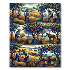 Golden Harvest Farm Scene Rug