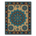 Ornate Blue and Gold Mandala Tapestry Rug