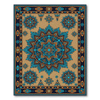Ornate Blue and Gold Mandala Tapestry Rug