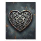 Ornate Grey Floral Heart Medallion Rug