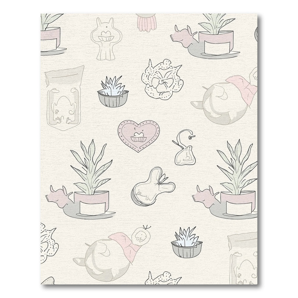 Whimsical Blush Tone Character Assortment Rug