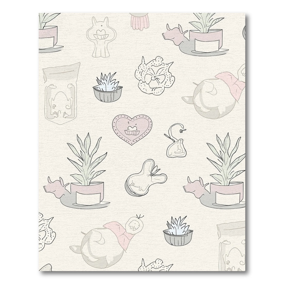 Whimsical Blush Tone Character Assortment Rug