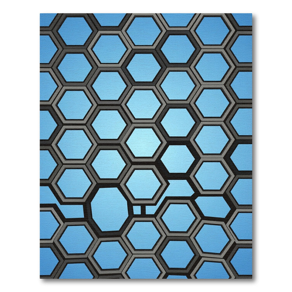 Azure Geometric Hexagon Honeycomb Rug