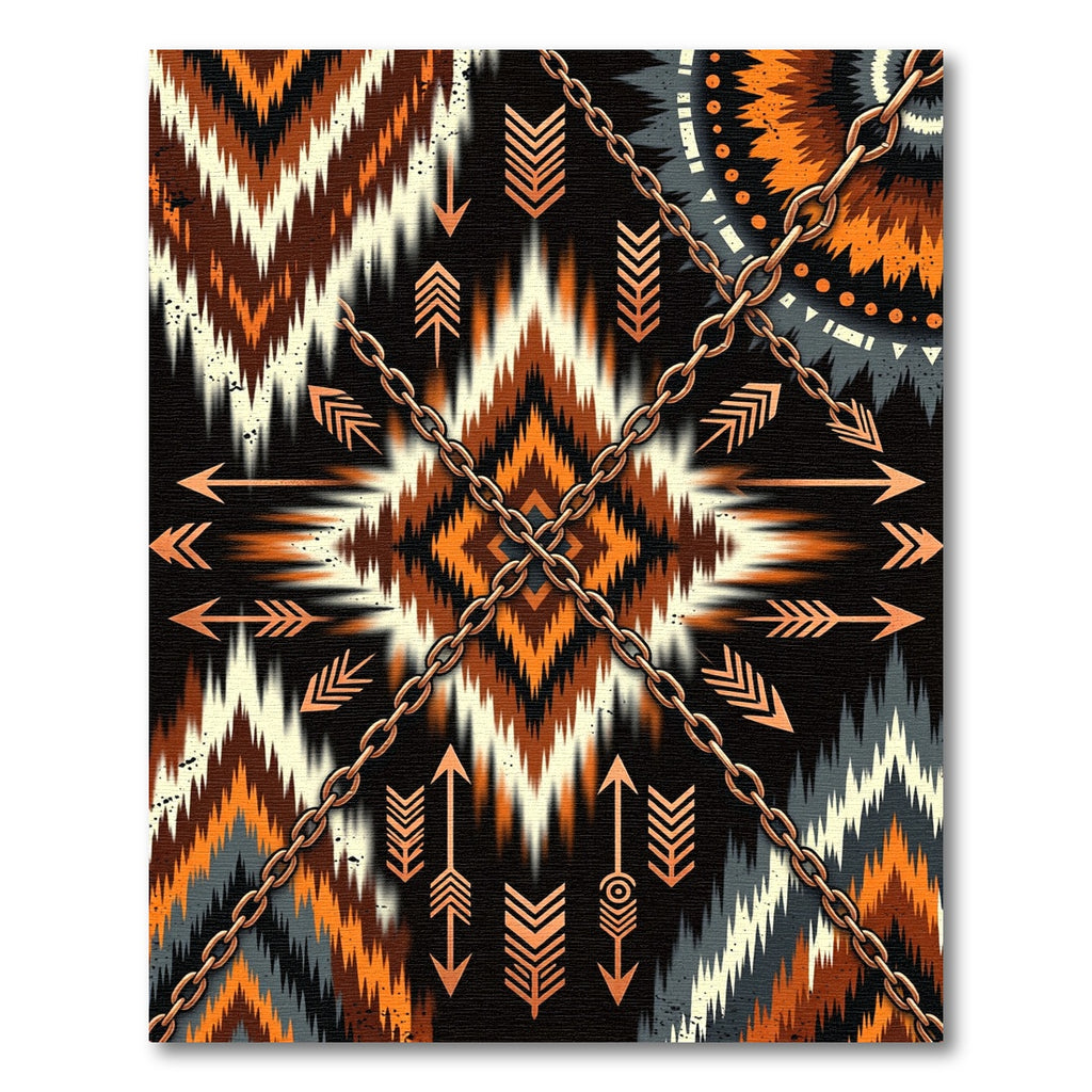 Earthy Geometric Aztec Chain Accent Rug