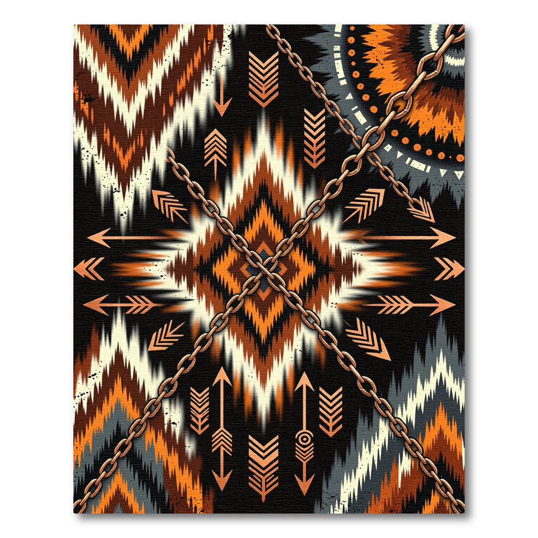 Earthy Geometric Aztec Chain Accent Rug